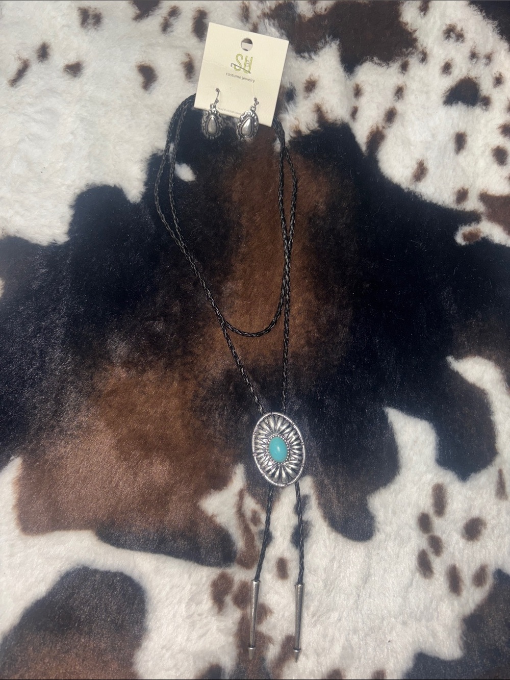 Western Bolo Turquoise necklace with earrings